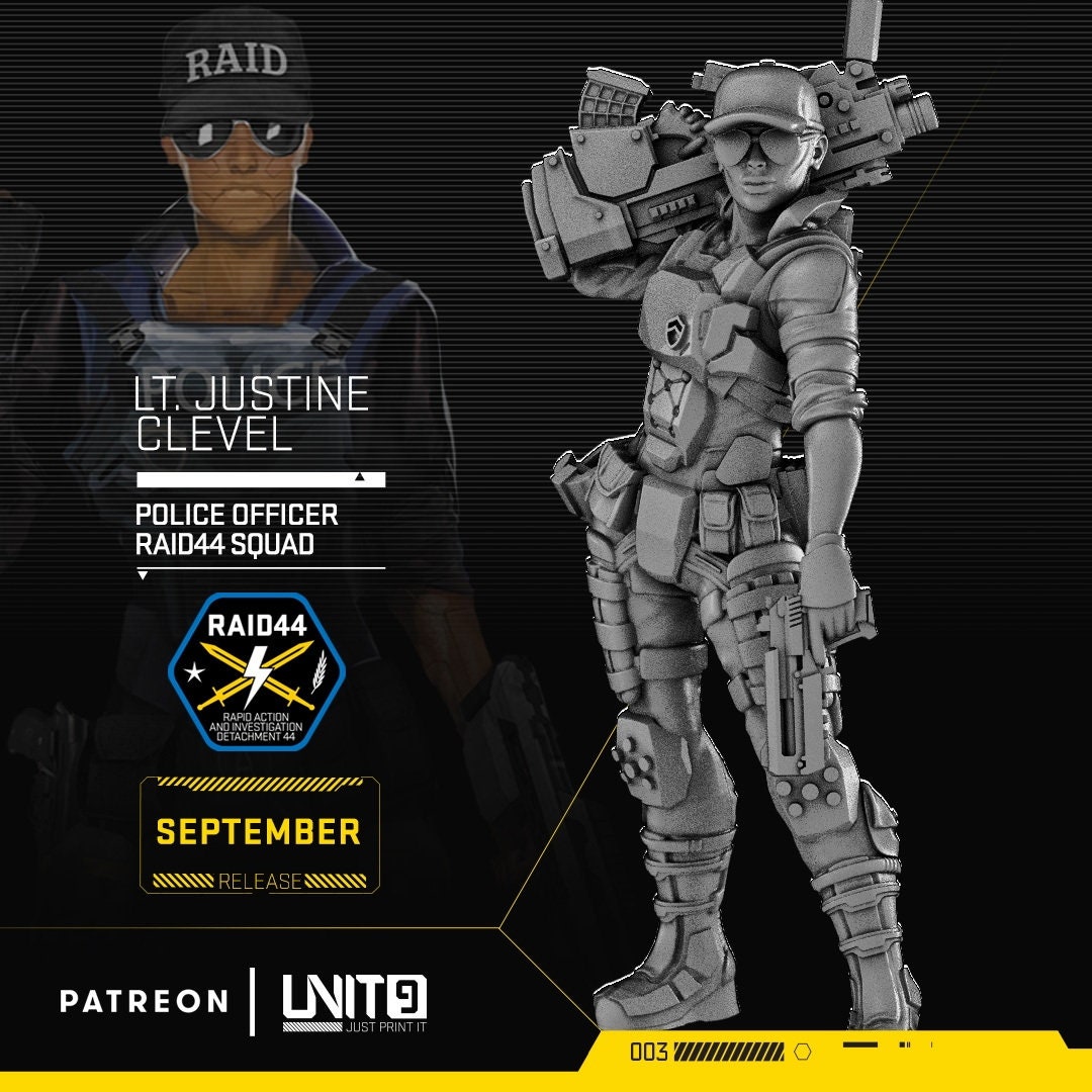 LT. JUSTINE CLEVEL - Police Officer RAID44 Squad / September 2020 / Sci-Fi Cyberpunk / UNIT9