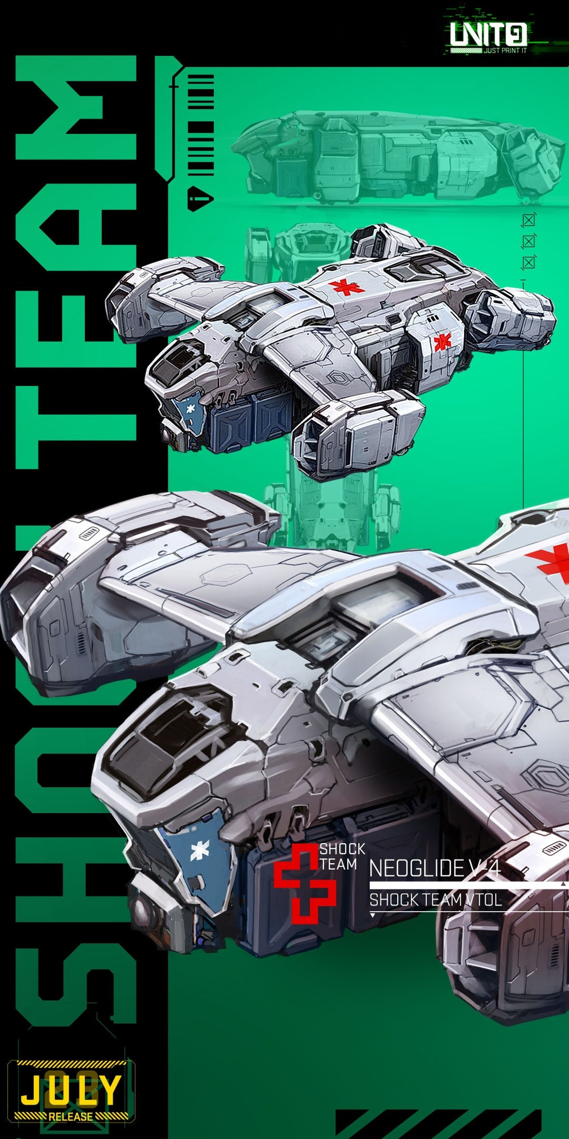 NEOGLIDE V-4 - Shock Team VTOL / July 2023 / Sci-fi Cyberpunk / UNIT9 ...