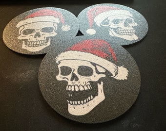 Coaster / Untersetzer / Bierdeckel Skull Christmas 3er Set