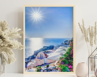 Lámina de Santorini, lámina de Grecia, póster digital de viaje, foto de paisaje griego, lámina de verano imprimible - PWA0102