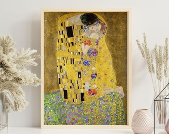グスタフ・クリムト「接吻」プリント、美術館ポスター、有名なアート