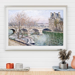 The Pont Royal and the Pavillon de Flore (1903) by Camille Pissarro Wall Art Print, Cityscape Poster, Landscape Wall Decor - PWA0015