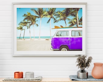 VW Van Bus Wall Art, Hippie Van Print, Retro Print, Bus Print Art, Retro Bus Print, Retro Bus Art, Vintage Photo, Travel Poster - PWA0084