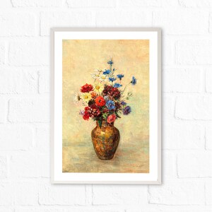 Flower Vase Painting Wall Art Print, Rustic Painting Digital Poster, Rustic Farmhouse Printable Wall Art, Floral Digital Print - PWA0056 image 4