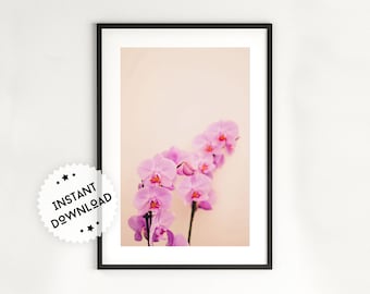 Pink Orchid Art Print | Botanical Print | Orchid Wall Art | Flower Art Print | Orchid Poster | Flower Canvas Art | Nature Pink Wall Art
