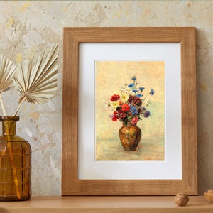 Flower Vase Painting Wall Art Print, Rustic Painting Digital Poster, Rustic Farmhouse Printable Wall Art, Floral Digital Print - PWA0056 image 6