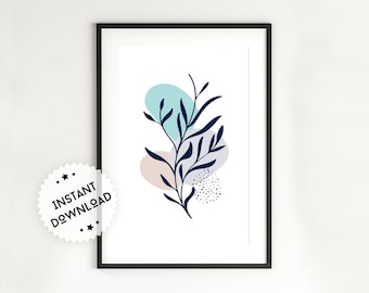 Shapes Printable Wall Art Print | Abstract Boho Leaf Wall Art Print | Bohemian Wall Decor | Modern Art Poster | Minimal Botanical Print
