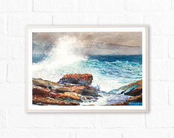 Waves Wall Art Print, Coastal Wall Art, Ocean Digital Poster, Ocean Wave Print, Sea Waves Art Print, Digital Nautical Prints - PWA0020