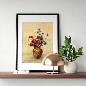 Flower Vase Painting Wall Art Print, Rustic Painting Digital Poster, Rustic Farmhouse Printable Wall Art, Floral Digital Print - PWA0056 image 5