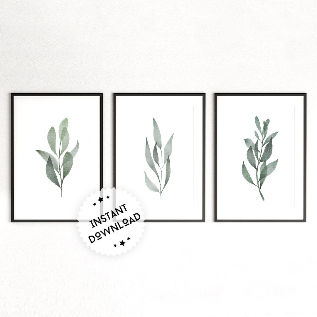 Set of 3 Botanical Wall Art Print | Botanical Posters | Leaves ...