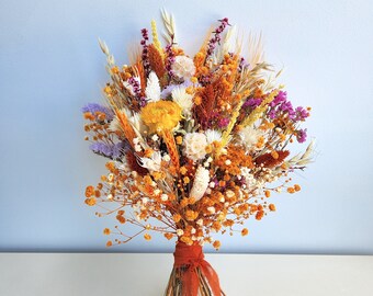 Rustic Dried Flower Wedding Bouquet, Autumn Theme, Wedding Flower