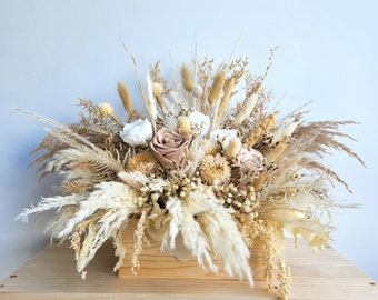 Beige Ivory Dried Flower Centrepiece, Natural Tone, Wedding Flower,  Table Decoration, Home Decoration