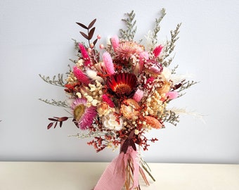 Boho Maroon Bouquet, Pink, Dried Flower Bouquet, Wedding Flower