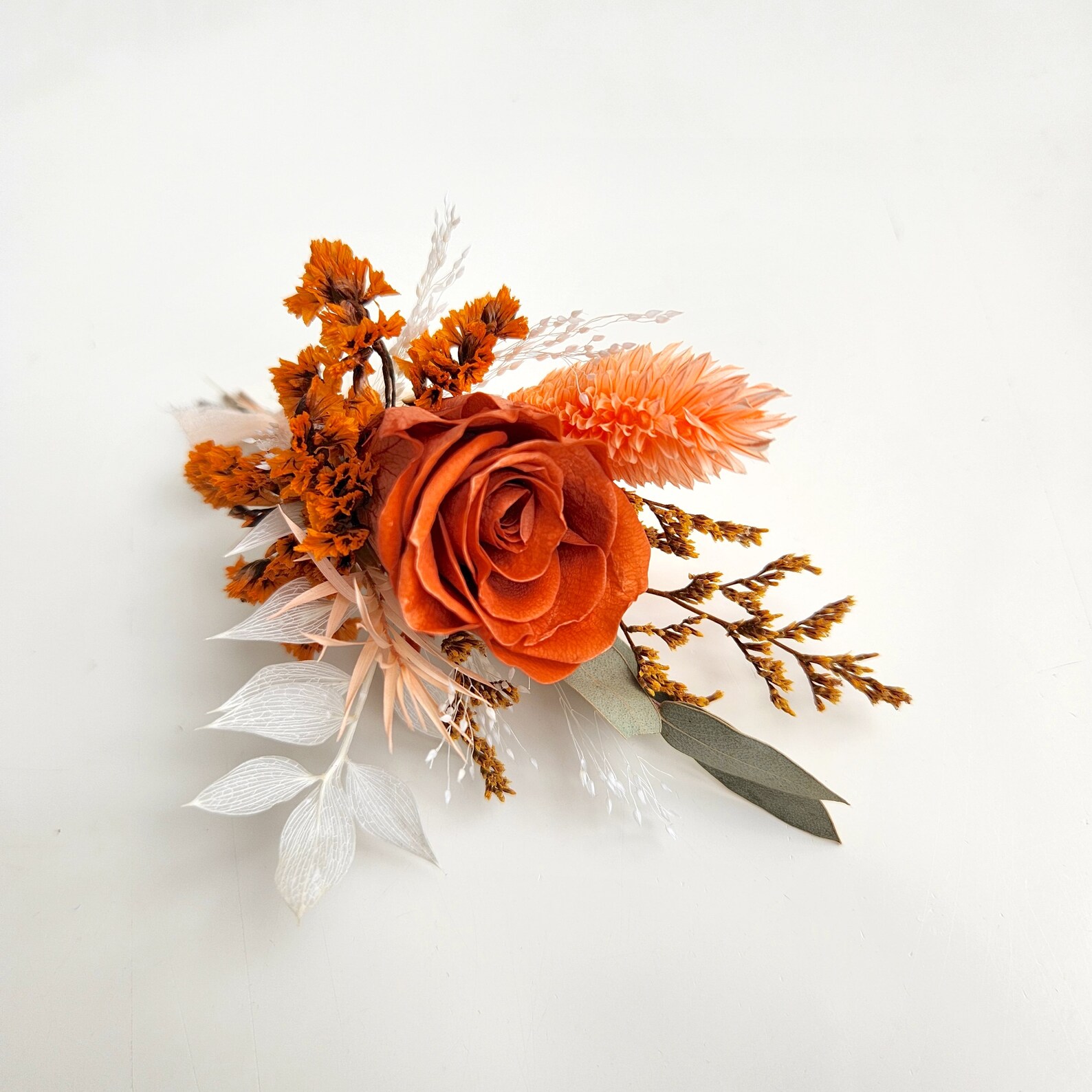 Burnt Orange Dried Flower Bouquet Rustic Wedding Flower Etsy