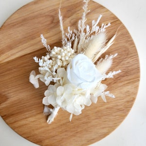 White Dried Flower Bouquet, Ivory Wedding Bouquet, Wedding Flower Arrangement, Interior Decoration Boutonniere