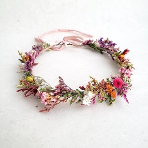 Dried Wild Flower Crown, Halo, Wedding Flower Arrangement,