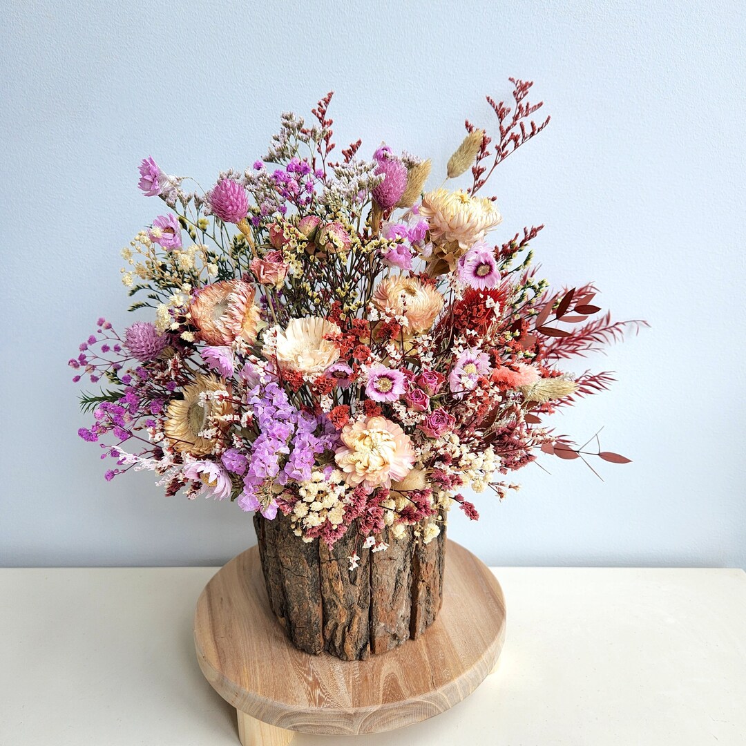 Rustic Flower Tree Vase Arrangement, Purple Tone, Wedding Flower ...