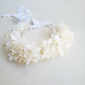 White Dried Flower Crown, Ivory, Cream, Flower Halo, Wedding Headpiece