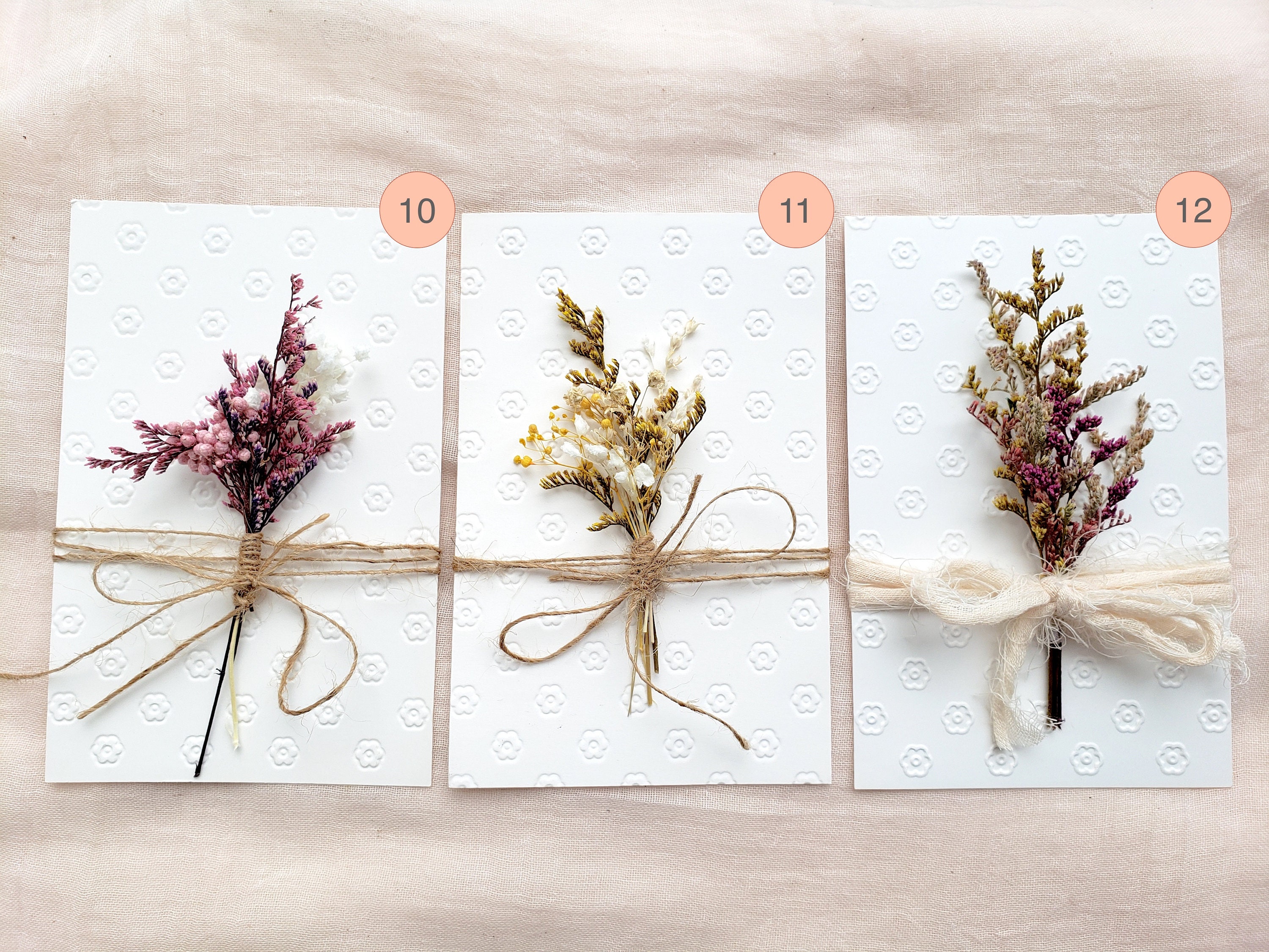 Handmade Dried Flower Card Mini Dried Floral bunch on blank Etsy