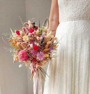 Lot De 56 Fleurs Séchées - Mélange De 9 Variétés - Longueur 25-28 Cm - Pour Décoration Maison, Mariage, événements - Ne Fanent Pas