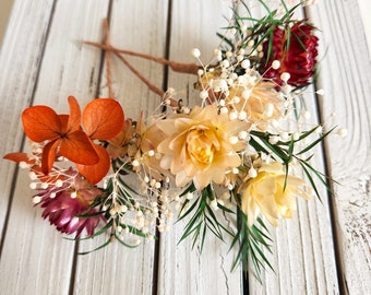 Colourful Paper Daisy Dried Flower Hair Pins, Spring Wildflower Dried Flower Hair Accessory, Wedding Flowers