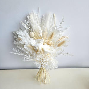 White Dried Flower Bouquet, Ivory Wedding Bouquet, Wedding Flower Arrangement, Interior Decoration Large