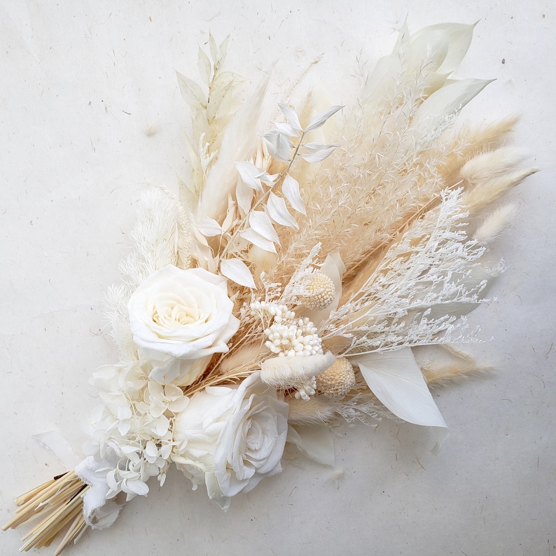 White Dried Flower Bouquet Ivory Wedding Bouquet Wedding Etsy