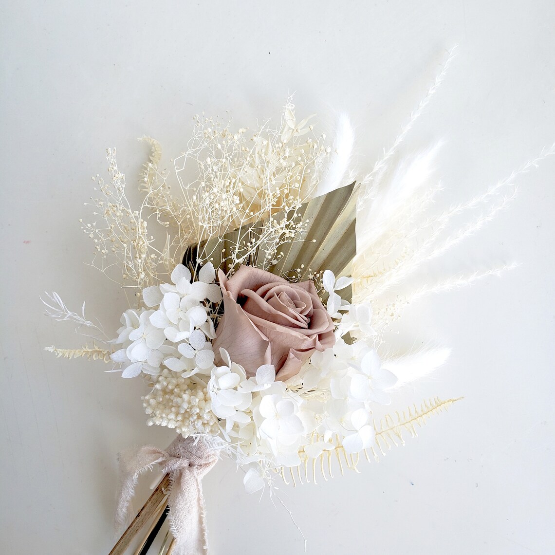 Boho Dried Flower Bouquet Beige Ivory Natural Rustic Etsy Australia