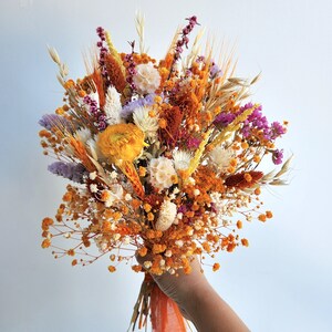 Rustic Dried Flower Wedding Bouquet, Autumn Theme, Wedding Flower image 5