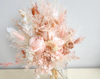 Dried Flower Bouquet, Pale Pink, Wedding Floral Arrangement, Home Decor