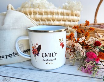 Personalized Enamel Mug, Bridesmaid Gift, Custom Enamel Mug, Wedding Gift, Gift For Her