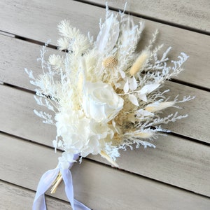 White Dried Flower Bouquet, Ivory Wedding Bouquet, Wedding Flower Arrangement, Interior Decoration Small