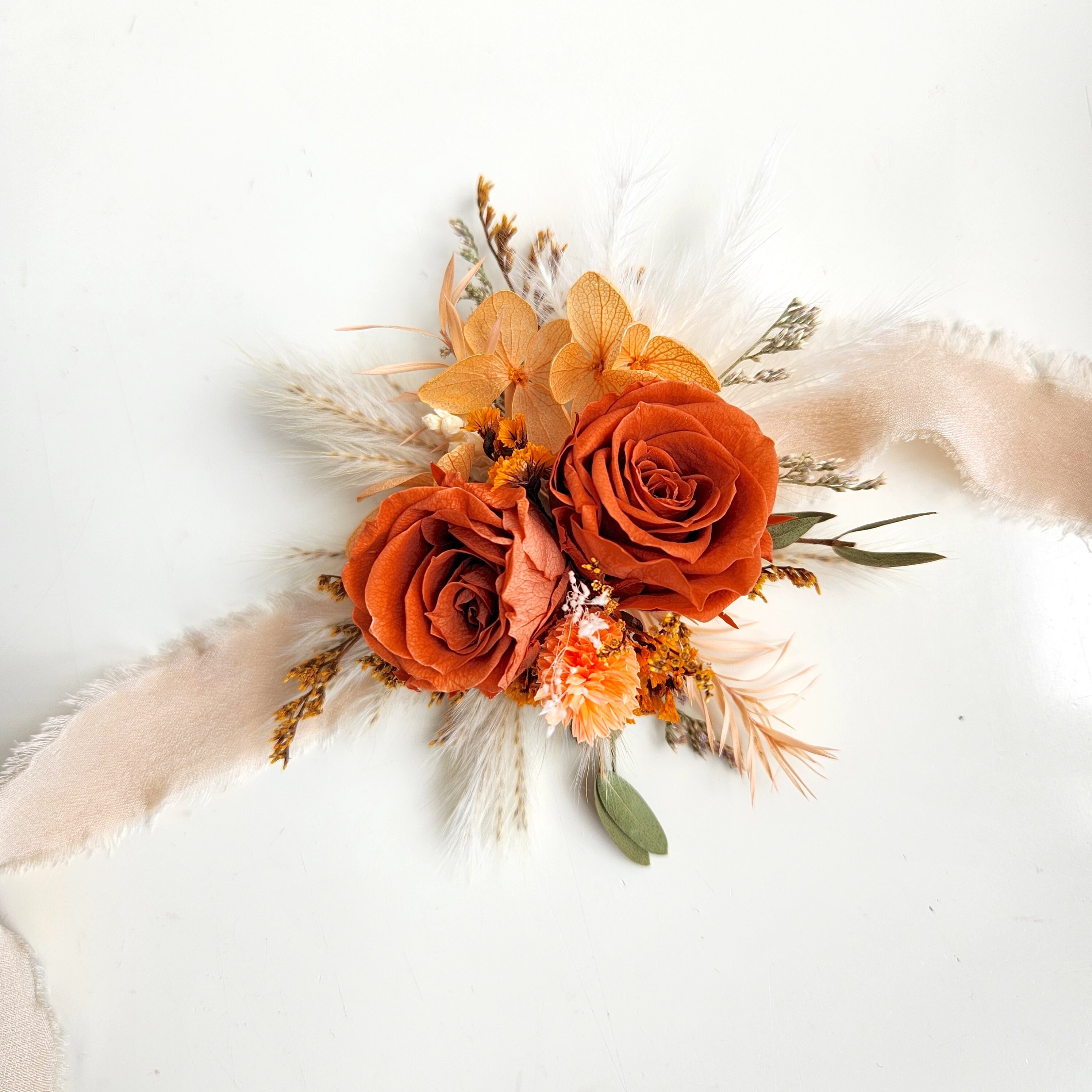 Burnt Orange Dried Flower Bouquet Rustic Wedding Flower Etsy Australia