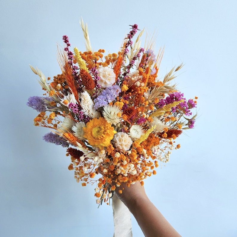 Rustic Dried Flower Wedding Bouquet, Autumn Theme, Wedding Flower image 4