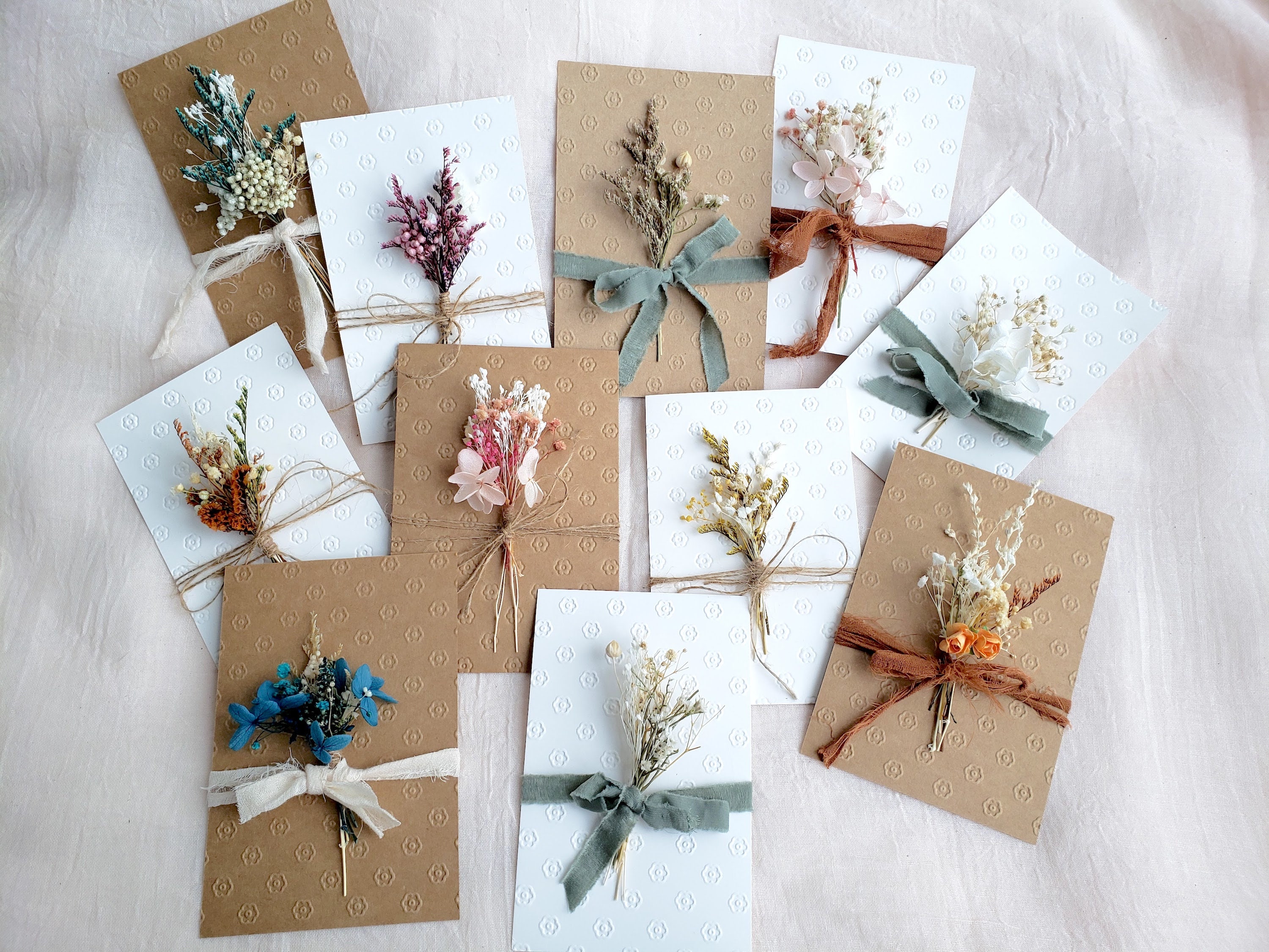 Handmade Dried Flower Card Mini Dried Floral bunch on blank Etsy