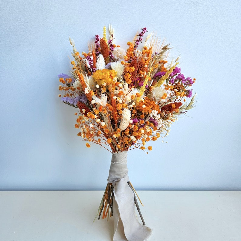 Rustic Dried Flower Wedding Bouquet, Autumn Theme, Wedding Flower image 6