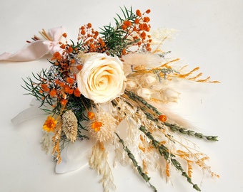 Champagne Flower Girl Bouquet, Dried Flower Posy, Wedding & Event Decoration