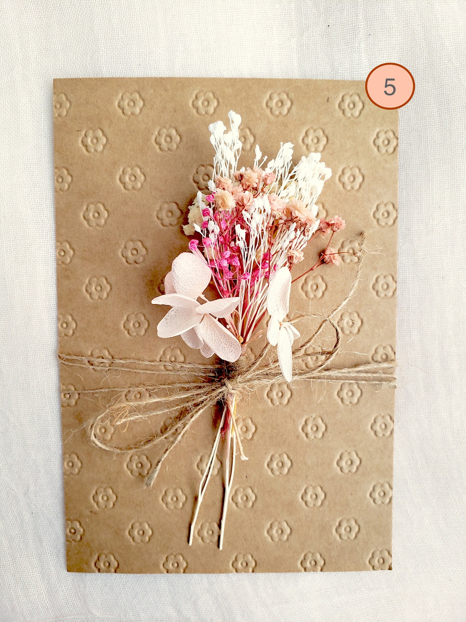 Handmade Dried Flower Card Mini Dried Floral bunch on blank Etsy