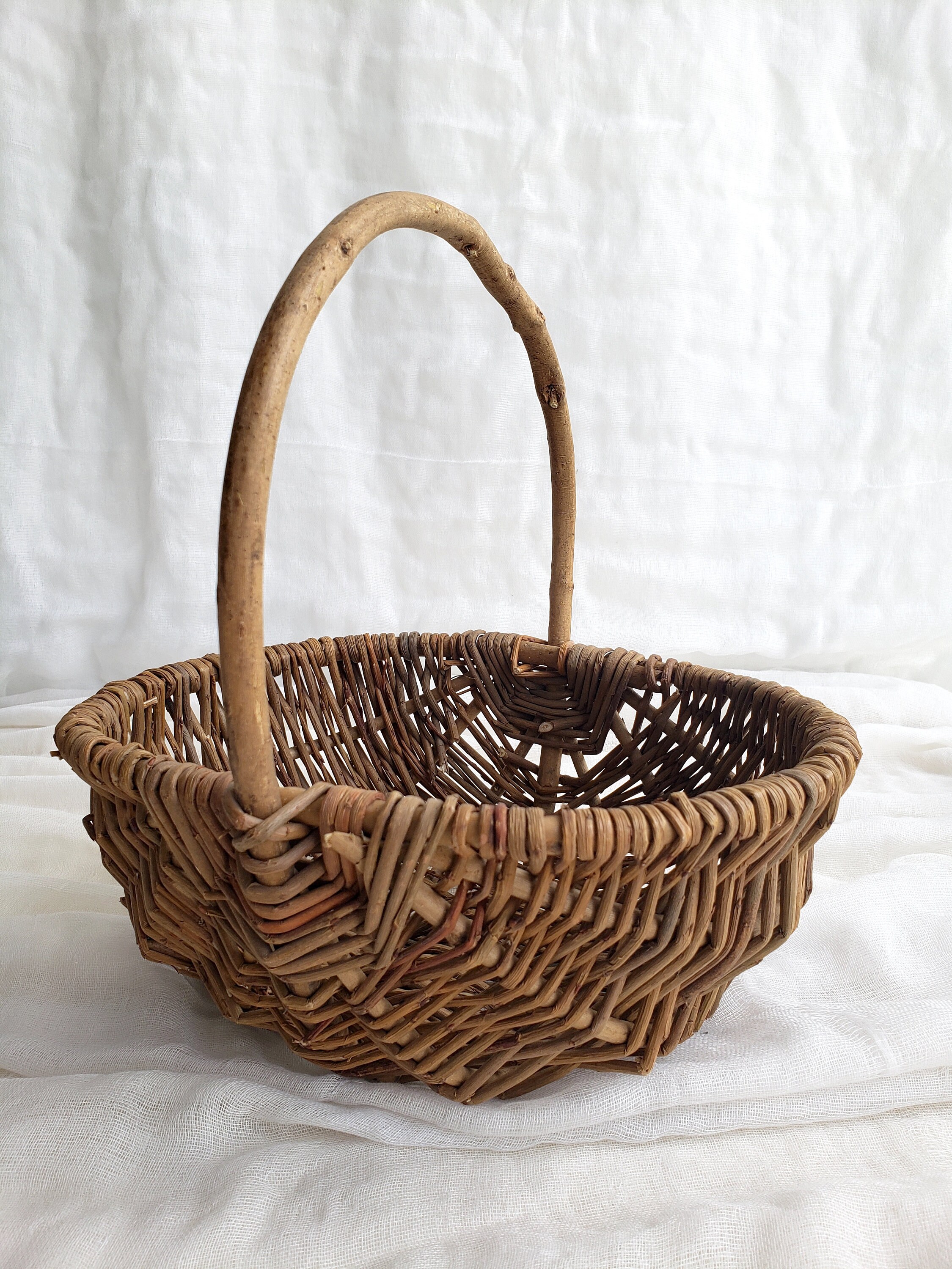 Rattan Flower Basket with Handle Rustic Boho DIY Flower Etsy