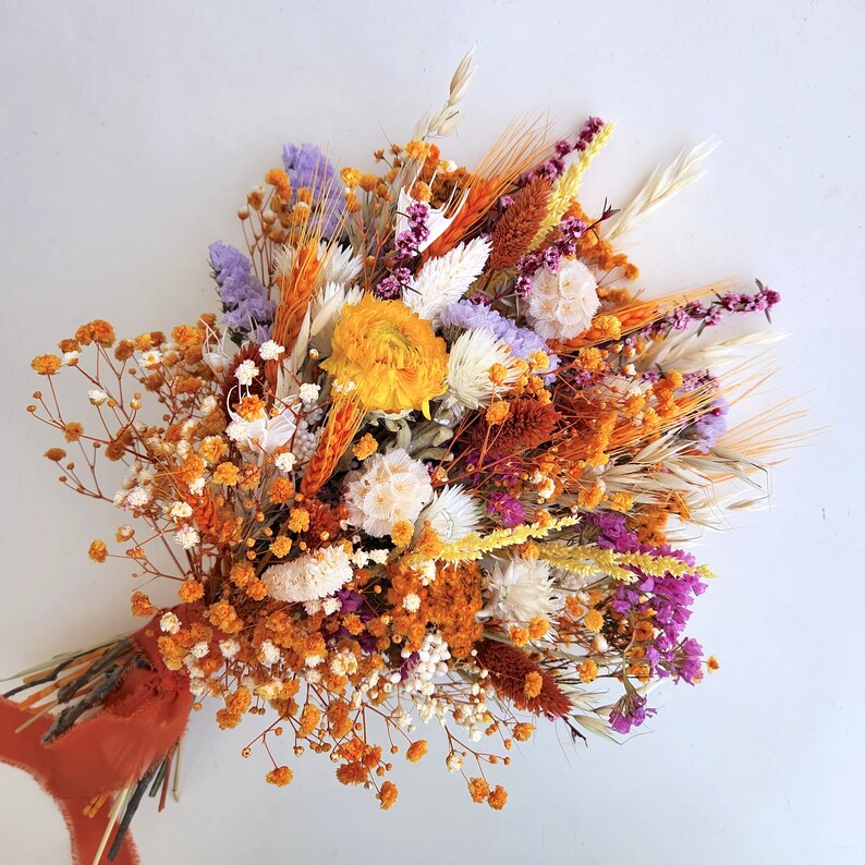 Rustic Dried Flower Wedding Bouquet, Autumn Theme, Wedding Flower image 3