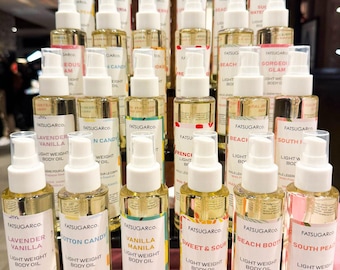 Body Oils | Sweet & Fruity Scents | Lightweight Hydrating Glow | Soft, Silky, Glowing Skin | Handmade Skincare