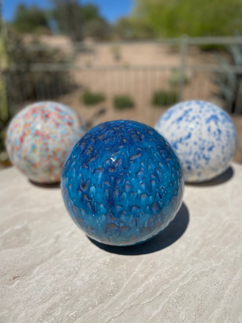 Large Ceramic Ball Blue 9 Ceramic Gazing Ball Etsy