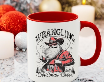 Western Christmas Mug | Cowboy Santa Coffee Cup | Funny Cowboy Christmas Gift | Western Holiday Gift for Cowboy Lover