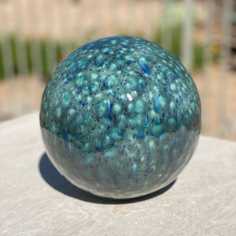 Ceramic Ball Blue 7 Tall Ceramic Gazing Ball Etsy