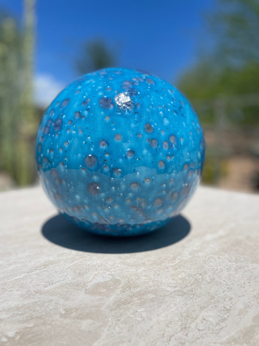 Large Ceramic Ball Blue 9 Tall Ceramic Gazing Ball Garden Gaze Ball