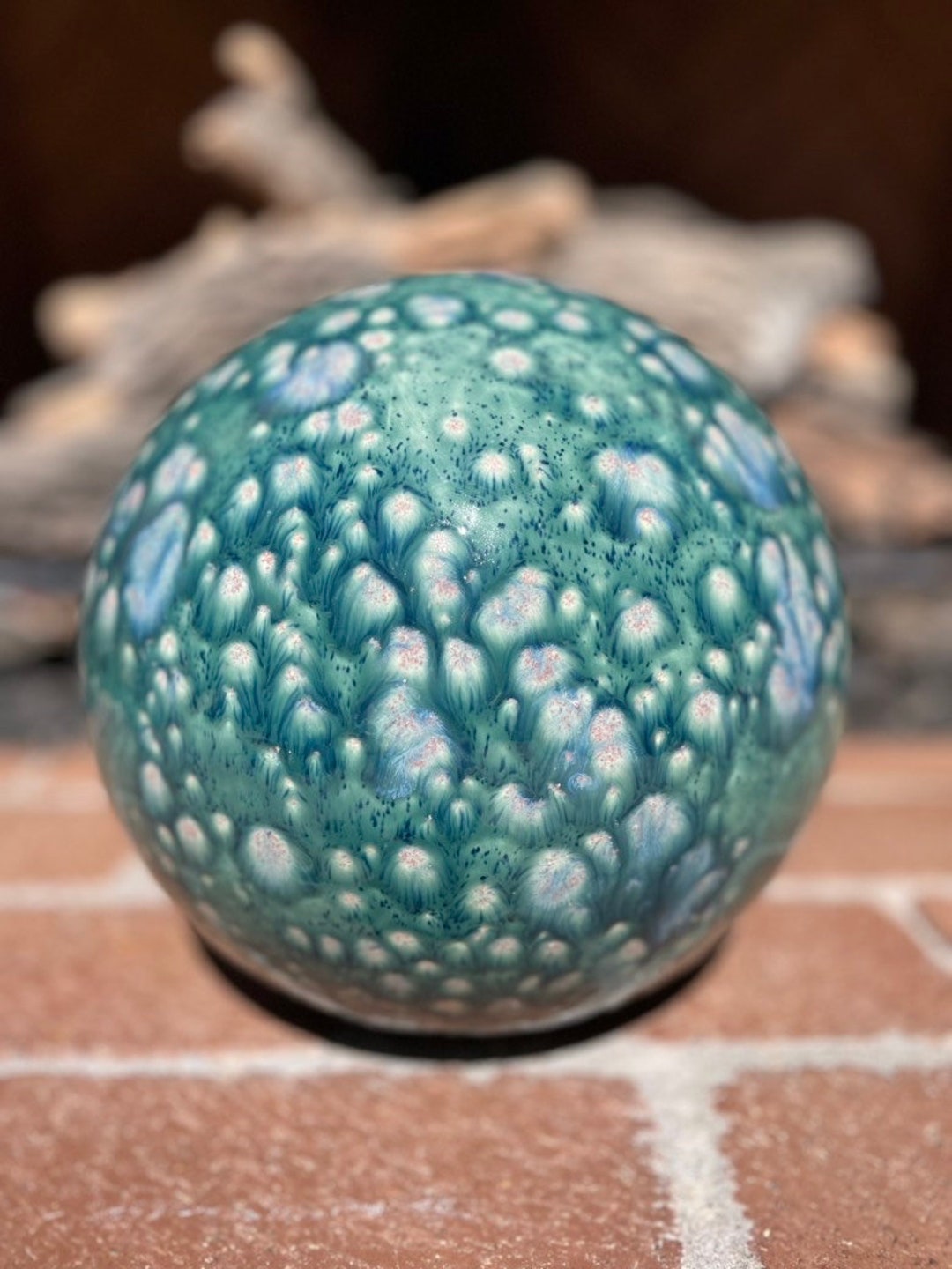 Large Ceramic Ball Teal Blue 9 Tall Ceramic Gazing Ball Garden Gaze