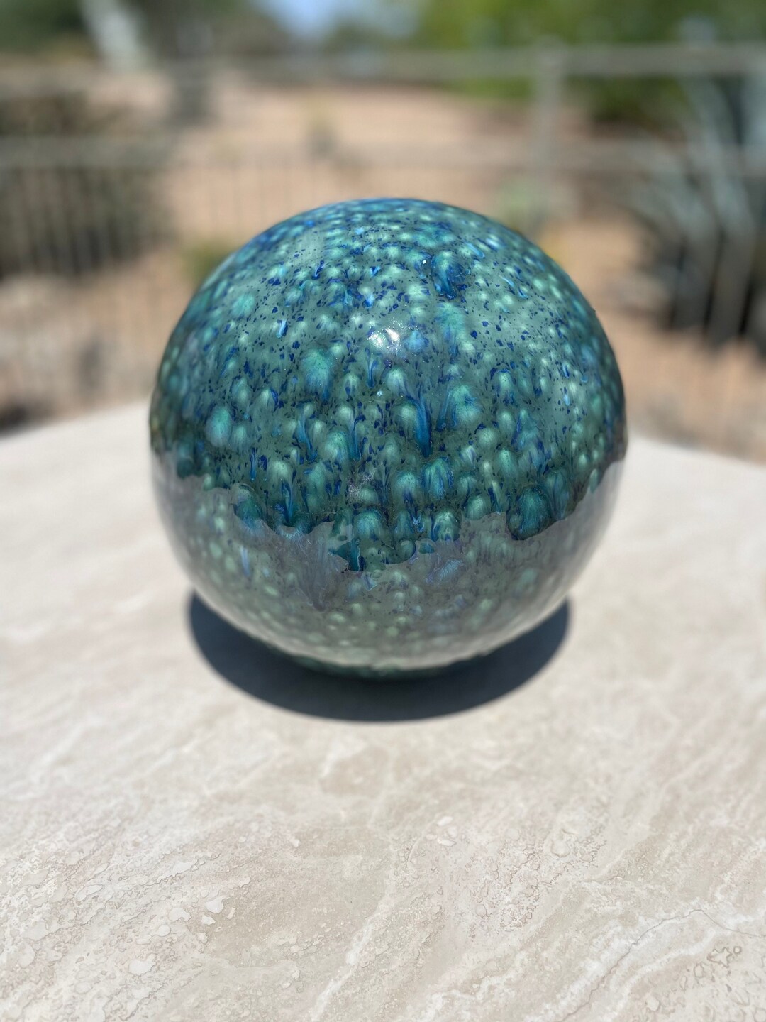 Large Ceramic Ball Blue 9 Ceramic Gazing Ball Etsy