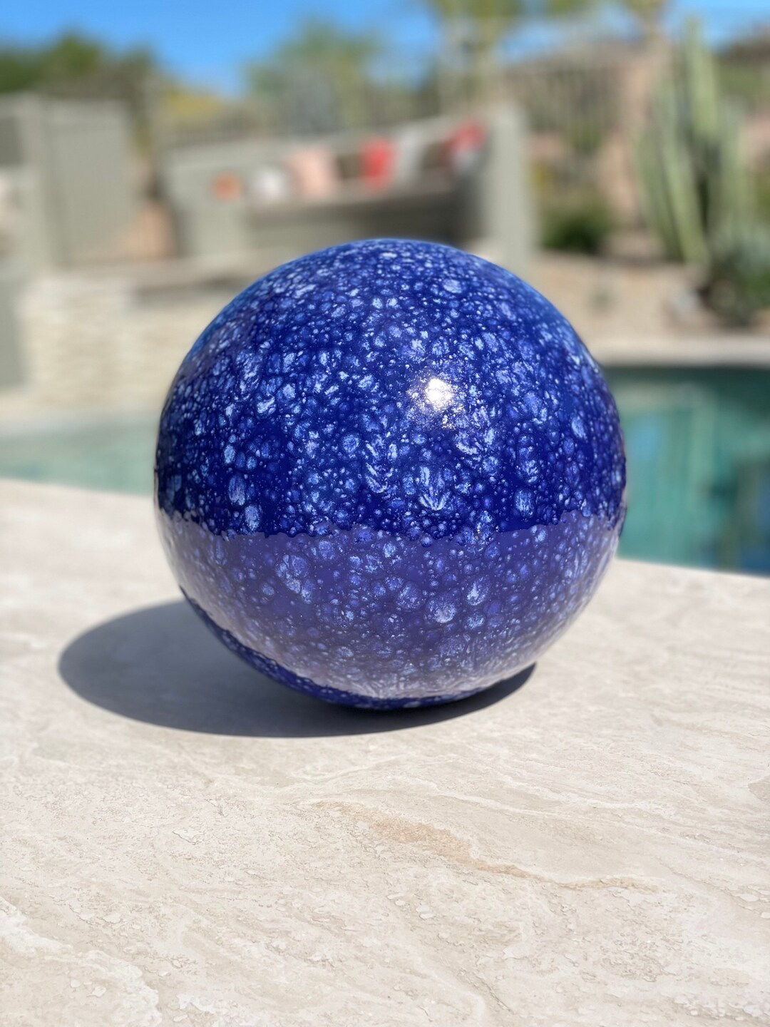 Large Ceramic Ball Cobalt Blue 9 Garden Globe Garden Sphere Ceramic