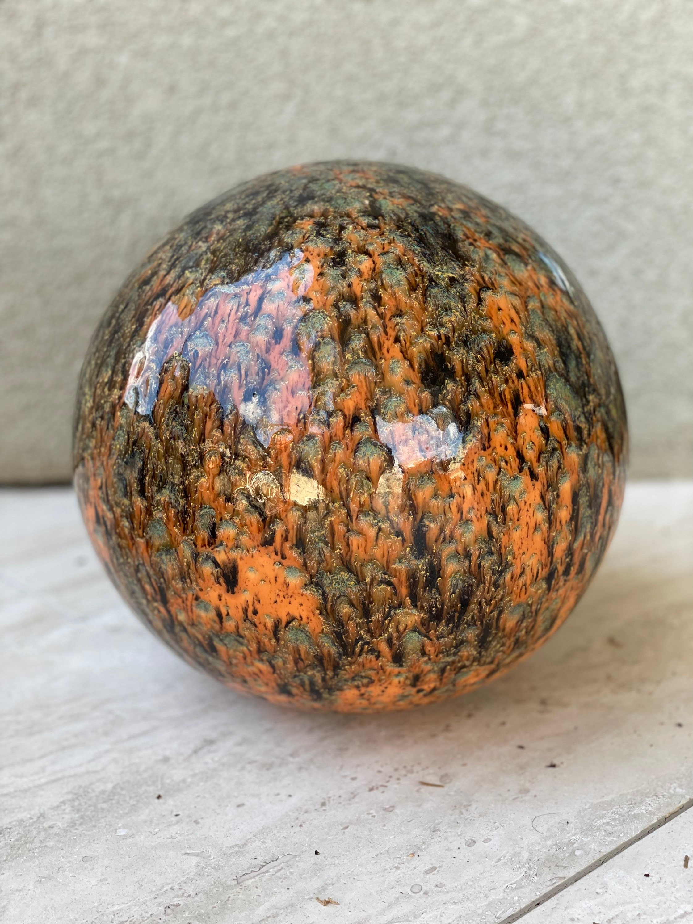Ceramic Ball Orange Brown Sage 9 One of a Kind Art | Etsy