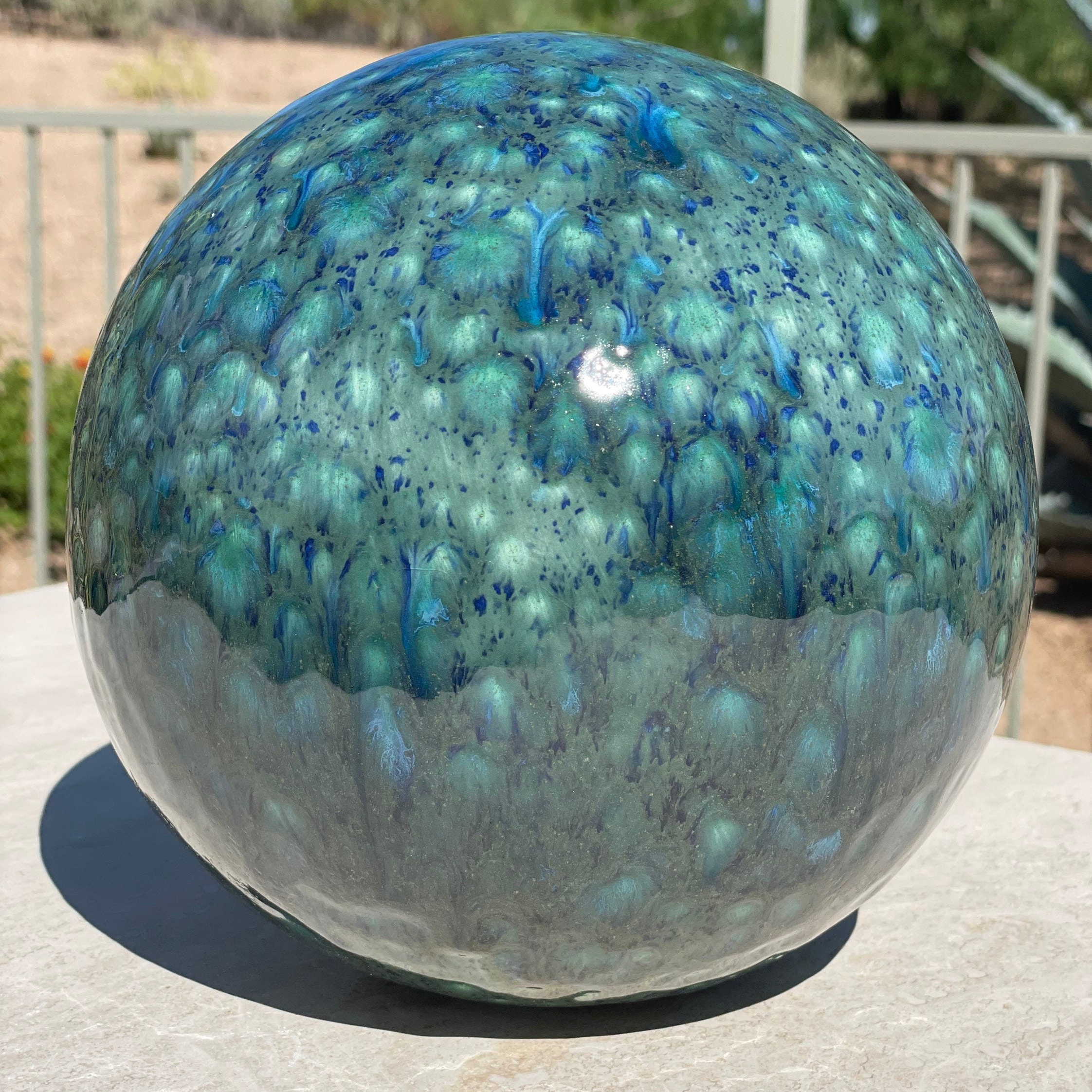 Ceramic Ball Blue 7 Tall Ceramic Gazing Ball Etsy